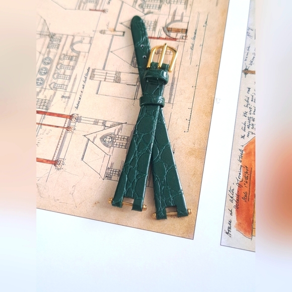 Green leather Watch wrist band - Picture 1 of 5